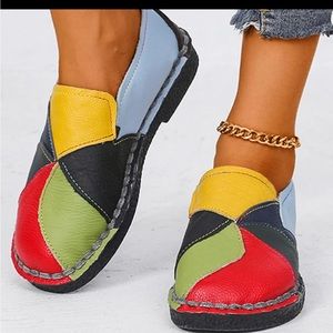 Women Loafers Flat Shoes Ladies Fashion Color Blocking size 40